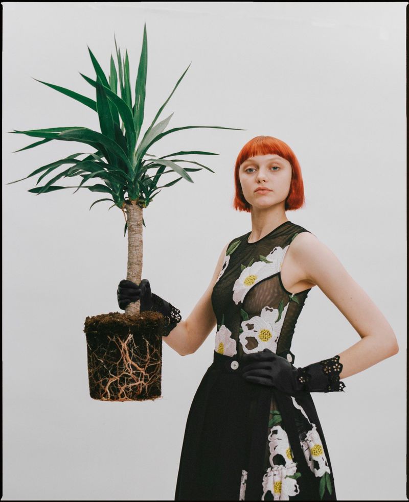 Transplanting, Pap Magazine Model poses with plant for Pap Magazine