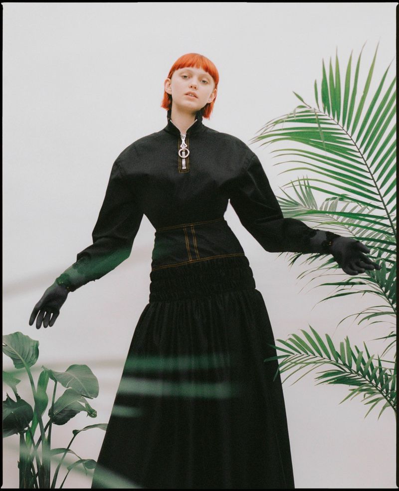 Transplanting, Pap Magazine Model poses with plant for Pap Magazine