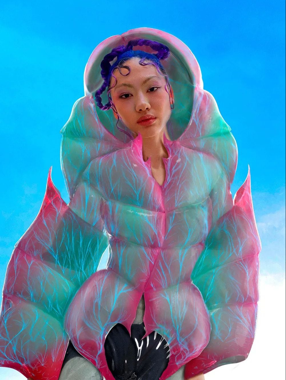 Auroboros Virtual model poses in virtual clothing for Auroboros