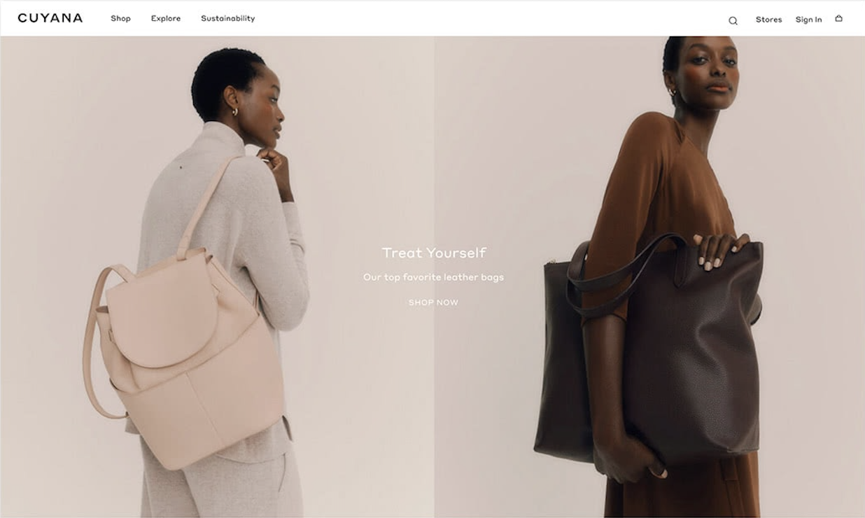 Cuyana ecommerce site Homepage Cuyana ecommerce site